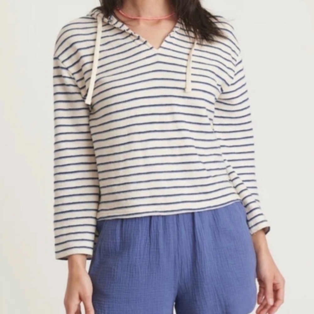 Marine Layer Cream and Navy Striped Hoodie
